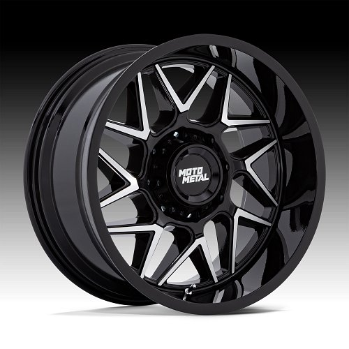 Moto Metal MO812BD Turbine Machined Gloss Black Custom Truck Wheels 1